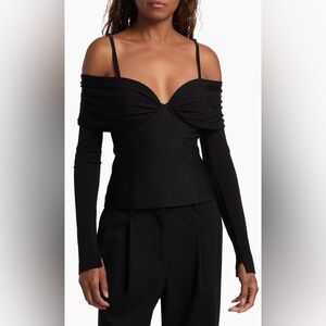 SIMKHAI Black Hazel Off-the-Shoulder Blouse